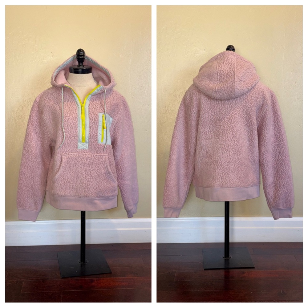 J Crew Polartec® Sherpa Vintage Fleece Half-Zip Hoodie Dark Mauve Size Medium